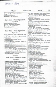 Document - BENDIGO BUSINESS DIRECTORY - PHOTOCOPY OF PAGE 15, 1865/66