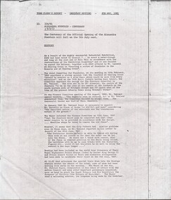 Document - ALEXANDRA FOUNTAIN - OPENING & CENTENARY, 1881 & 1981