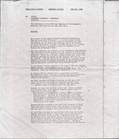 Document - ALEXANDRA FOUNTAIN - OPENING & CENTENARY, 1881 & 1981