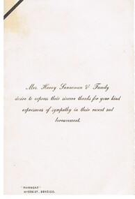 Document - MALONE COLLECTION: BEREAVEMENT THANK YOU CARDS, 1926, 1929, 1933, 1934