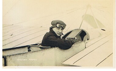 Postcard - BASIL WATSON COLLECTION:  GUSTAV HAMEL IN COCKPIT OF BIPLANE