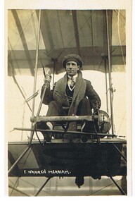 Postcard - BASIL WATSON COLLECTION: POSTCARD, F. WARREN IN BIPLANE, MERRIAM