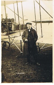 Postcard - BASIL WATSON COLLECTION: POSTCARD, B. ALCOCK WITH BI-PLANE
