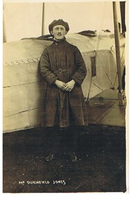 Postcard - BASIL WATSON COLLECTION:  POSTCARD, MR. DUKINFIELD JONES STANDING NEAR AEROPLANE