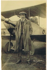 Postcard - BASIL WATSON COLLECTION:  MR. BARNWELL WITH BIPLANE