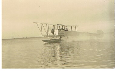 Postcard - BASIL WATSON COLLECTION: BIPLANE SKIMMING ON WATER