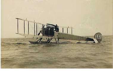 Postcard - BASIL WATSON COLLECTION: BIPLANE ON PONTOONS IN WATER