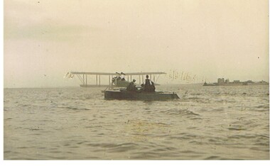 Postcard - BASIL WATSON COLLECTION:  BIPLANE ON WATER