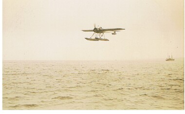 Postcard - BASIL WATSON COLLECTION: POSTCARD BIPLANE FLYING OVER WATER