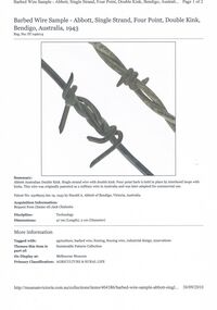 Document - ABBOTT COLLECTION:  ABBOTT BARBED WIRE, 1943