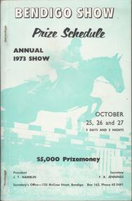 Book - BENDIGO SHOW - PRIZE SCHEDULE, 1973