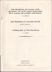 Book - JOHN HUTCHINSON - A BIOGRAPHY, 1977