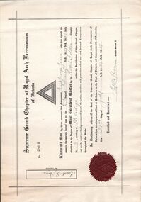 Document - F. G. JONES COLLECTION: FREEMASONS CERTIFICATE, 1937