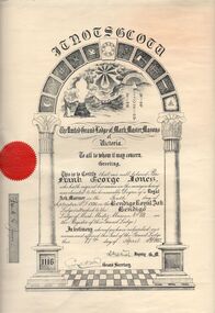 Document - F. G. JONES COLLECTION: FREEMASONS CERTIFICATE, 1937