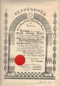 Document - F. G. JONES COLLECTION: FREEMASONS CERTIFICATE, 1937