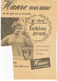 Document - HANRO COLLECTION: ADVERTISEMENTS, 1958 - 59