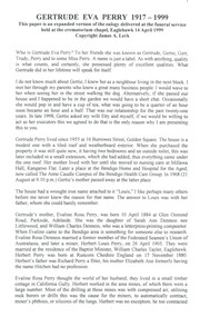 Document - GERTRUDE PERRY COLLECTION: GERTRUDE PERRY EULOGY, 1999