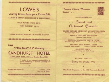 Document - GERTRUDE PERRY COLLECTION: NATIONAL THEATRE MOVEMENT PROGRAMME, 1953