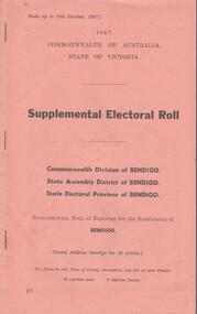 Book - 1967 SUPPLEMENTAL ELECTORAL ROLL - BENDIGO