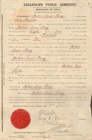 Document - GERTRUDE PERRY COLLECTION: CERTIFICATE OF TITLE BURIAL PLOT, 1911
