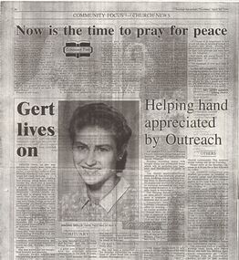 Newspaper - GERTRUDE PERRY COLLECTION: GERTRUDE PERRY OBITUARY, 1999