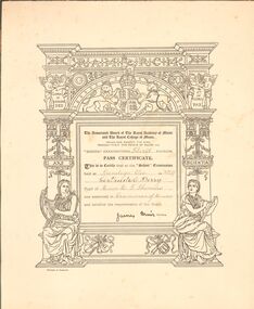 Document - GERTRUDE PERRY COLLECTION: MUSIC SCHOOL EXAMINATION CERTIFICATE, 1929