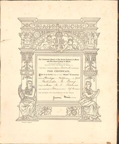 Document - GERTRUDE PERRY COLLECTION: MUSIC SCHOOL EXAMINATION CERTIFICATE, 1928