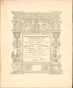 Document - GERTRUDE PERRY COLLECTION: MUSIC SCHOOL EXAMINATION CERTIFICATE, 1927