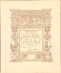 Document - GERTRUDE PERRY COLLECTION: MUSIC SCHOOL EXAMINATIONS CERTIFICATE, 1925