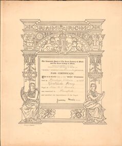 Document - GERTRUDE PERRY COLLECTION: MUSIC SCHOOL EXAMINATION CERTIFICATE, 1926
