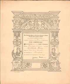 Document - GERTRUDE PERRY COLLECTION: MUSIC SCHOOL EXAMINATION CERTIFICATE, 1926