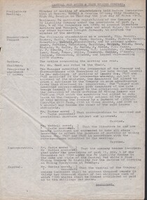 Document - MCCOLL, RANKIN AND STANISTREET COLLECTION: BOARD MINUTES - CENTRAL RED WHITE AND BLUE, 1910/03/31 - 1928/06/12