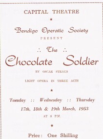 Document - GERTRUDE PERRY COLLECTION: BENDIGO OPERATIC SOCIETY PROGRAMMES, 1953 - 1963