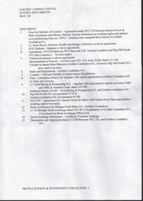 Document - MCCOLL, RANKIN AND STANISTREET COLLECTION: GOLDEN CARSHALTON NO LIABILITY, 1934-1960