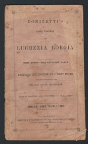 Document - WES HARRY COLLECTION: DONIZETTI'S LUCREZIA  BORGIA, 1855