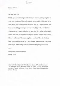 Document - TYPED LETTER FROM JOHN BARNES EVANS TO SON