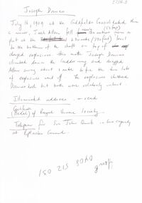 Document - JOSEPH DAVIES COLLECTION: HANDWRITTEN NOTES RE JOSEPH DAVIES, July 16th 1909