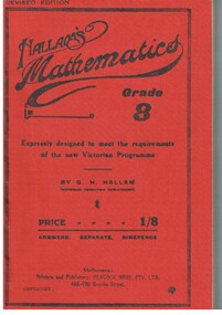Book - MCCOLL, RANKIN AND STANISTREET COLLECTION: HALLAM'S MATHEMATICS - GRADE 8