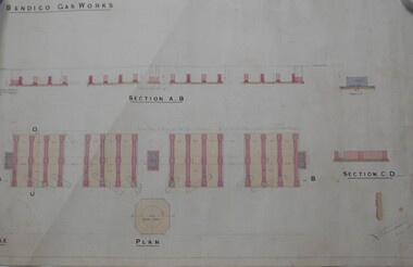 Map - BENDIGO WEEROONA GASWORKS MAP/PLAN COLLECTION: SECTION OF BENDIGO GASWORK, 1889