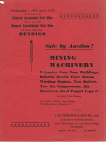 Book - MCCOLL, RANKIN AND STANISTREET COLLECTION: SALE CATALOGUE - DEBORAH GOLD MINE, 1950