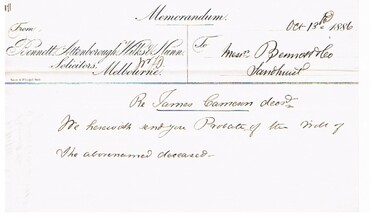 Document - CONNELLY, TATCHELL, DUNLOP COLLECTION: LEGAL PAPERS, 1886