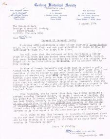 Document - CORRESPONDENCE RE: DERWENT (DERWENT) GULLY, 1974/75