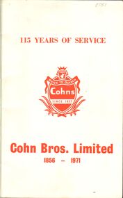 Document - DOCUMENT: HISTORICAL RECORD OF COHN BROS LTD, 1971