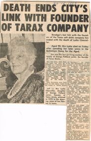 Newspaper - BENDIGO ADVERTISER ARTICLE: DEATH OF MRS LYDIA CHANCELLOR, 24/12/1979