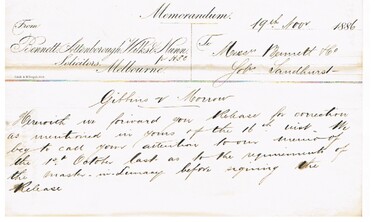 Document - CONNELLY, TATCHELL, DUNLOP COLLECTION: LEGAL PAPERS, 1886