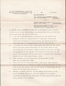 Document - MCCOLL, RANKIN AND STANISTREET COLLECTION: AUSTRALIAN WORKERS UNION, 1941