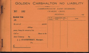 Document - MCCOLL, RANKIN AND STANISTREET COLLECTION:  GOLDEN CARSHALTON N/L