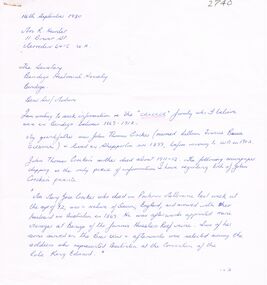 Document - CORRESPONDENCE TO BHS RE: CROCKER  FAMILY
