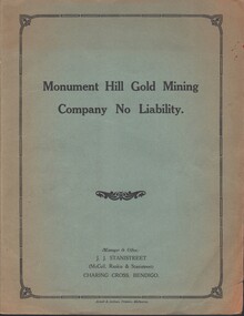 Document - MCCOLL, RANKIN AND STANISTREET COLLECTION:  MONUMENT HILL GOLD MINING CO NL, 1934