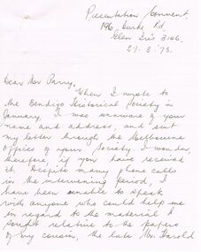 Document - CORRESPONDENCE RE: HAROLD CURNOW